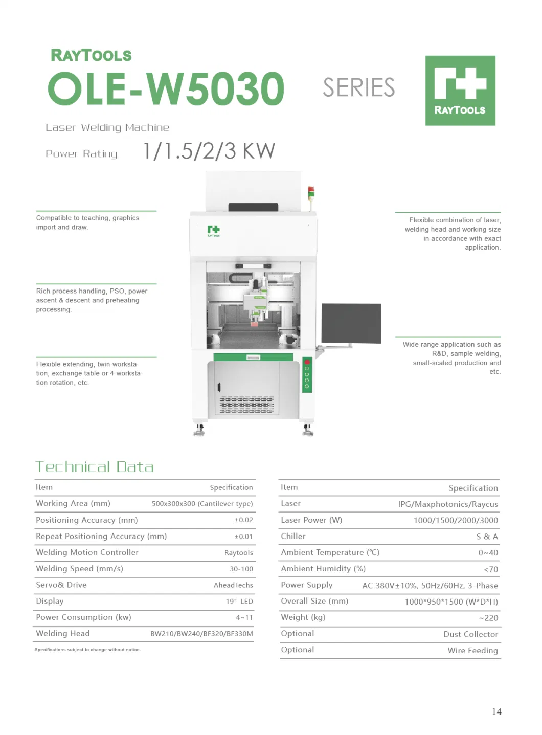 Raytools Fiber Laser Welding Machine 1kw 1.5kw 2kw 3kw Laser Welder